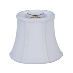 White lampshade with a metallic base on a white background