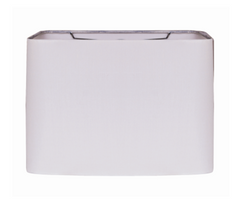 A white, rectangular-shaped, hand rolled edge hard back silk light fixture.
