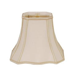 Beige lampshade with gold trim on a white background