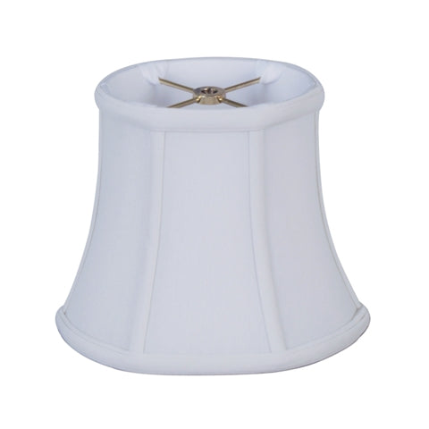 White lampshade with a metallic base on a white background