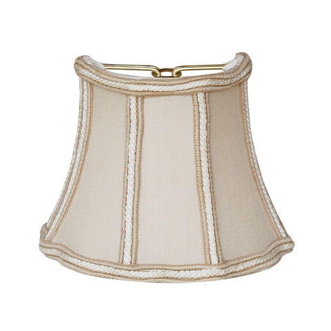 Beige lampshade with white trim on a white background