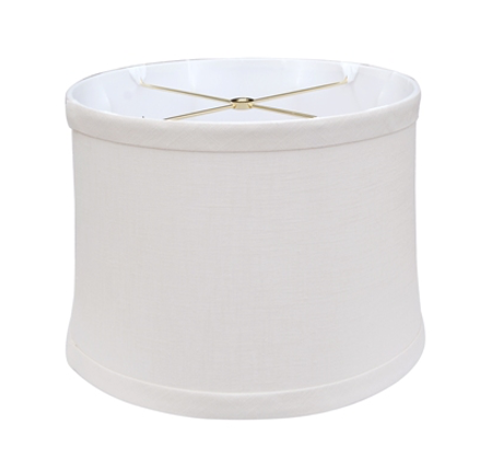 A white drum-shaped lampshade with a small metal cross structure inside.