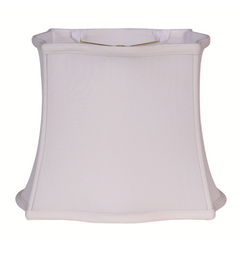 A white rectangular lampshade with a subtle curve at the top edge.