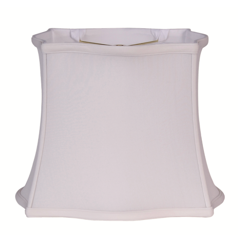 A white rectangular lampshade with a subtle curve at the top edge.