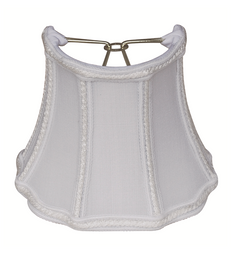 A white, octagon-shaped sconce shade with a decorative border.