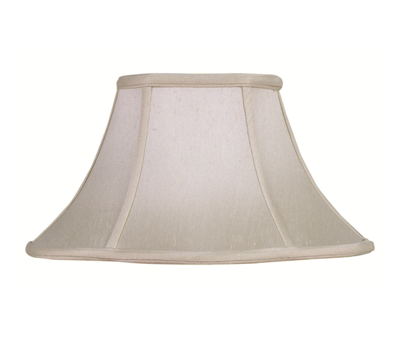 A beige oval-shaped lampshade made of fabric.